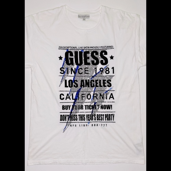 GUESS Los Angeles Silver Sequins Oversized T-Shirt - Picture 6 of 7